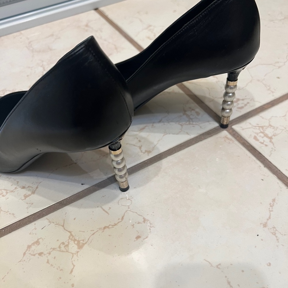 Chanel  Black Heels with Pearl Accents